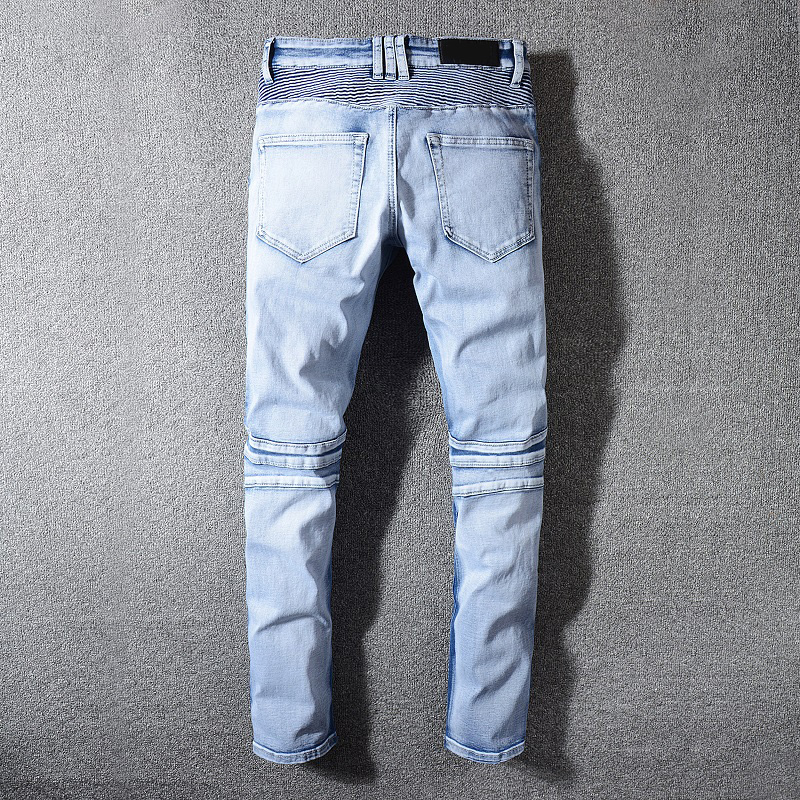 

Mens stylist Jeans Hip Hop Distressed Zipper Hole Jeans Mens High Quality Ripped Denim Pants Blue Size 29-42