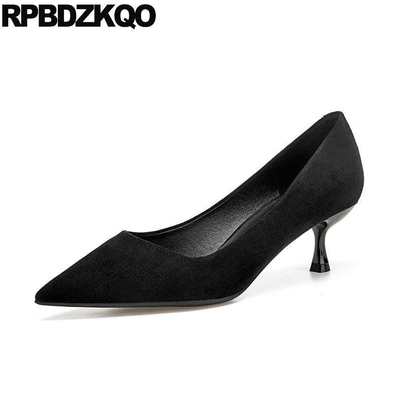 

black suede work pumps 3 inch high heels casual pointed toe scarpin blue thin medium 2019 office shoes women wine red stiletto