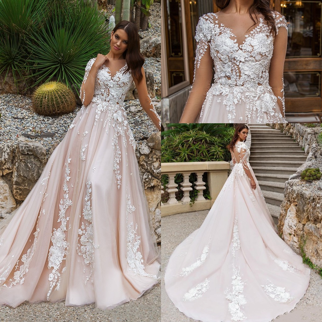 pink wedding dress plus size
