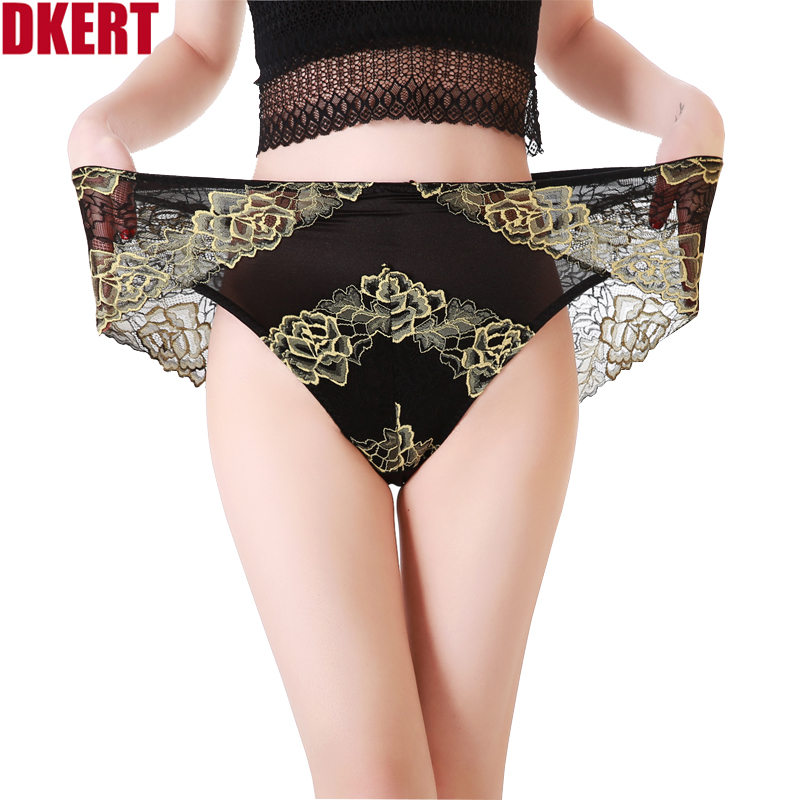 

DKERT Women Plus Size 6XL Panties See Through Lace Floral High Rise Women Underwear Briefs High Quality Soft Lingerie Pantie, Red