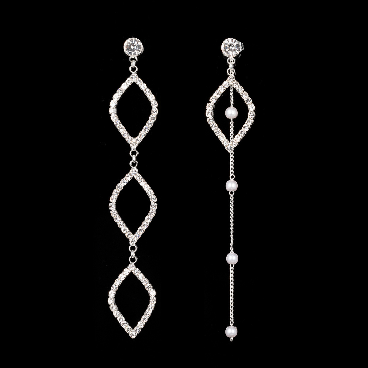 

Defence Allergy Ear Nail Long Eardrop Pearl Heart-shaped Asymmetry Clothes Cardiac Titanium Needle Earrings