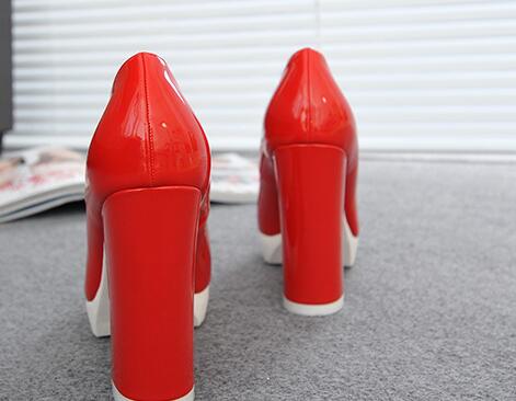 

Hot Sale-Fashion women leather chunky heel Dress shoes Platform pointed toes Sandals 11cm high heel summer spring fall shoes 5colors, Grey