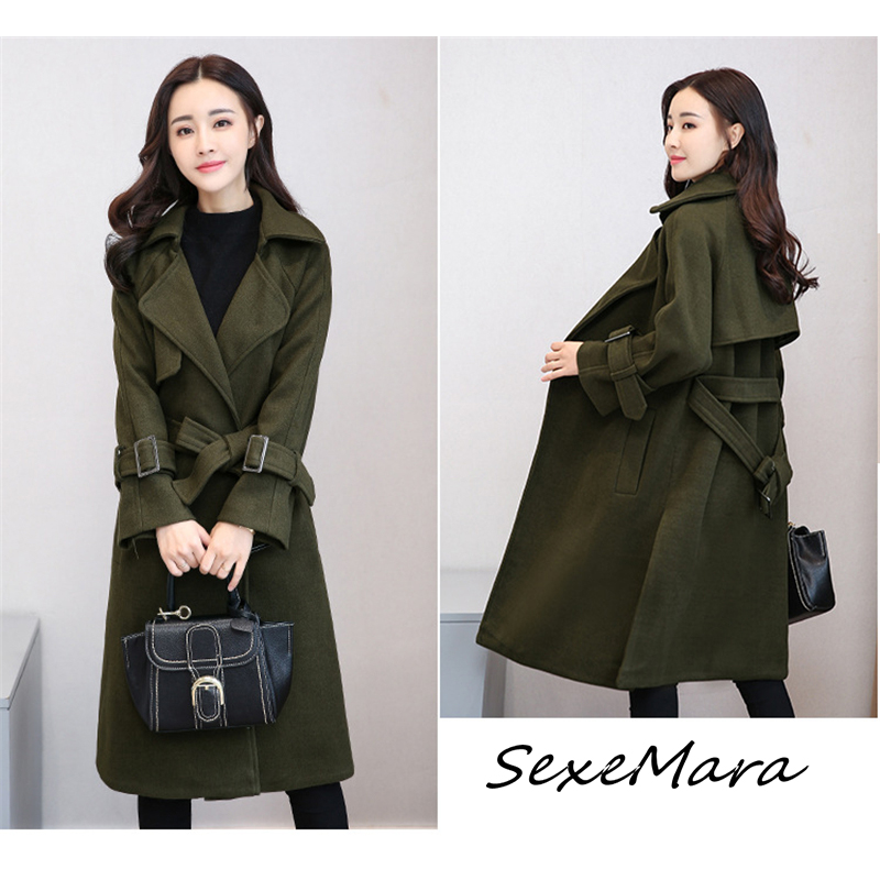 

2019 Elegant Casual Plus Size Long Sleeve Autumn Winter Cashmere Wool Coat for Women, Brown