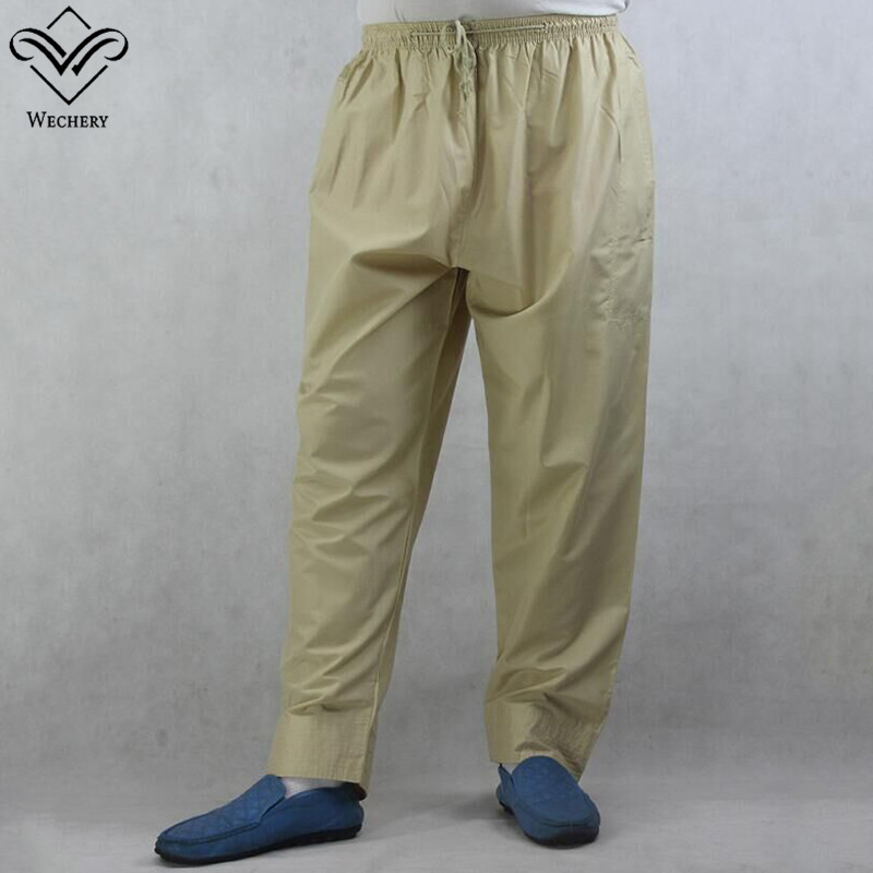 

Wechery Pakistan Islamic Clothing Mens Saudi Pants Elastic Long Abaya Clothes