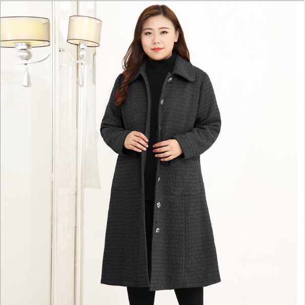 

Woolen Coats Winter Women Thick Warm Long Plaid Overcoat 2020 Fashion Slim Office Lady Woolen Pockets Overcoats Plus Size fw707, Black