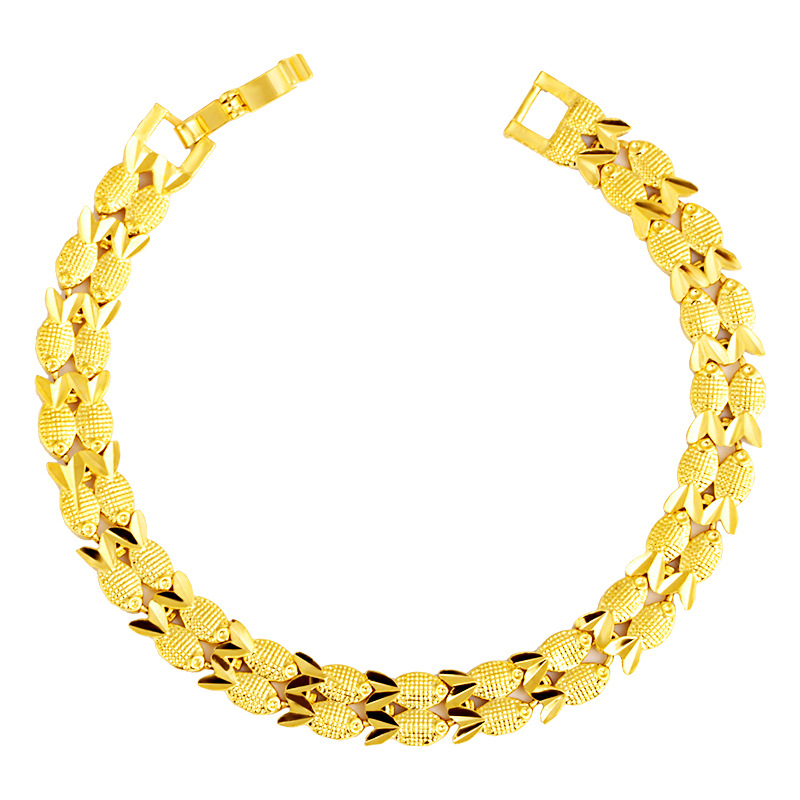 Lovely Womens Personalized Wrist Chain 18K Yellow Gold Filled Fashion Bracelet Charm Link Chain for Female-image-708868669