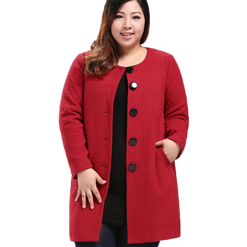 

New Woolen Blend Jacket Women Wool Coat Plaid Oversize Middle-aged women High Quality Plus Size Casual Wool Overcoat  A1094, Red