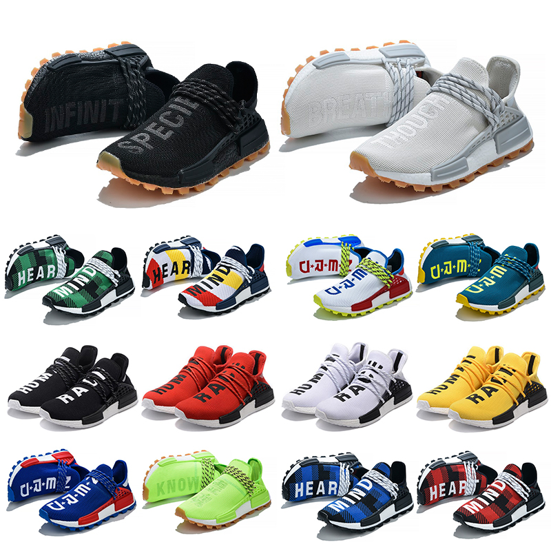 

NMD Human Race Running Shoes Pharrell Williams HU Heart Mind White Black Yellow Red Grey Mens Womens Sports Sneakers Runners Size 36-45, #2 core black