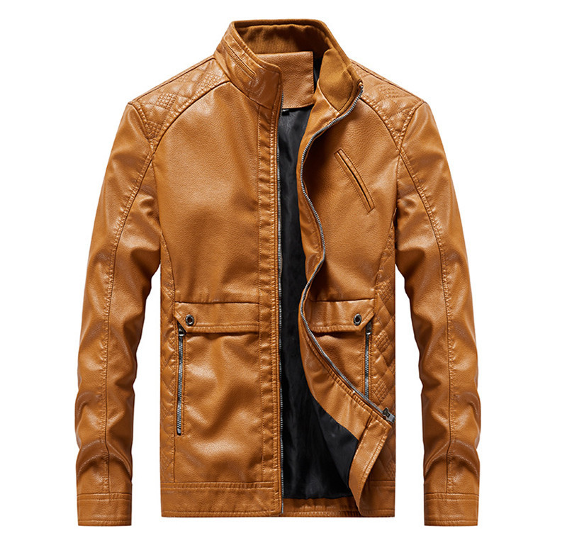 Men/'s Classic Calda Giacca Da Motociclista in Pelle Marrone