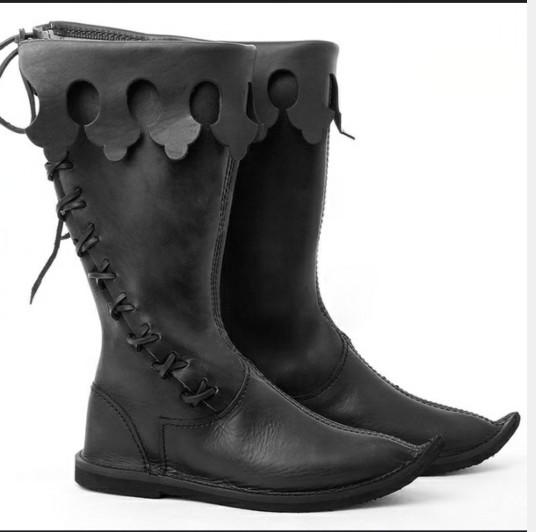 Hot Sale-New Halloween Men Boots Big Size US13 Fashion Vintage Motorcycle Boots Cosplay Shoes Mens Chirstmas Gift Winter Snow Boot