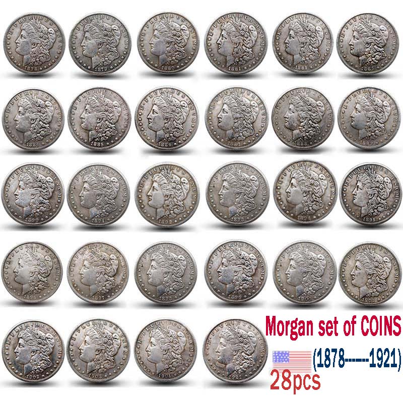 

Us Morgan COINS 1878-1921 full set of 28PCS copy coin