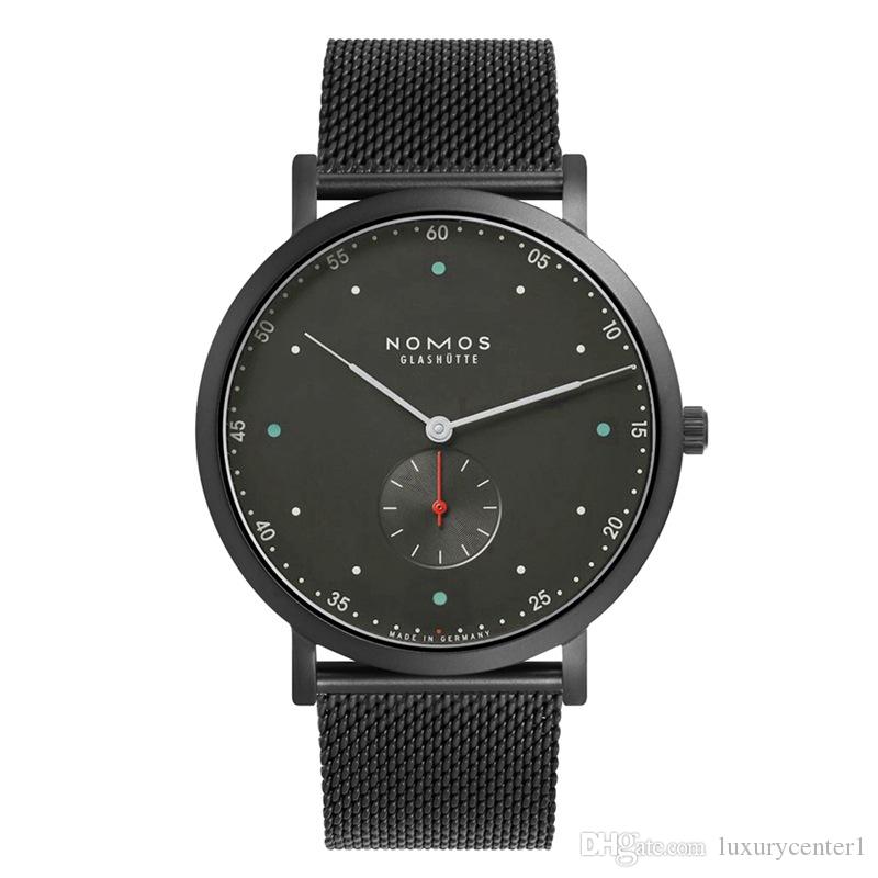 

2020 Brand nomos Men Quartz Casual Luxury Watch stainless steel Men Watches Male Clock small dials work Relogio Masculino Men Watches Quartz, Slivery;brown