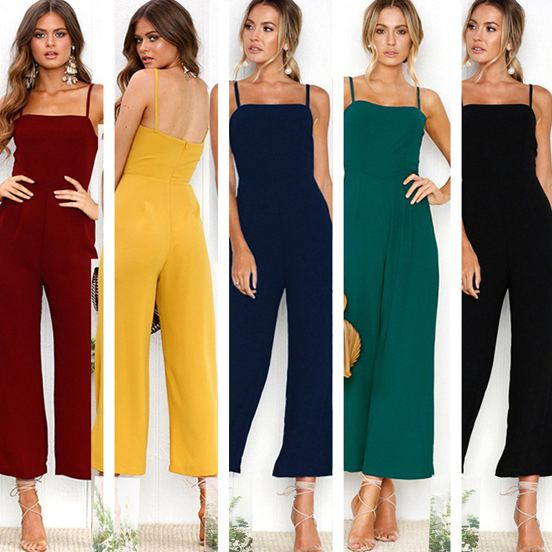 

Explosion Hot 2020 nian Spring and Summer New Sexy Suspenders Wrapped Chest Zipper Jumpsuits for Women 0720#, Beige