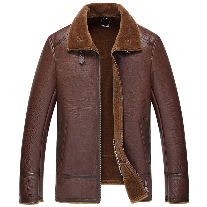 

Genuine Leather Jacket Natural Wool Fur Coats Winter Jacket Men Real Sheepskin Coat for Men Plus Size Chaqueta Hombre MY1995, Light brown