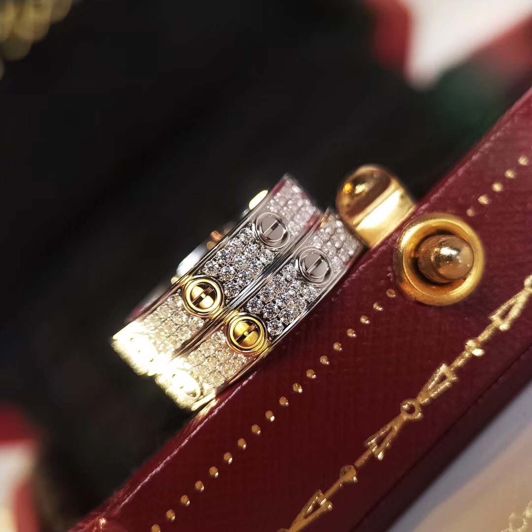 

Fashion- designer C full diamond luxury ring S925 silver plated 18K rose white gold wide 4mm gift for couples with gift Box
