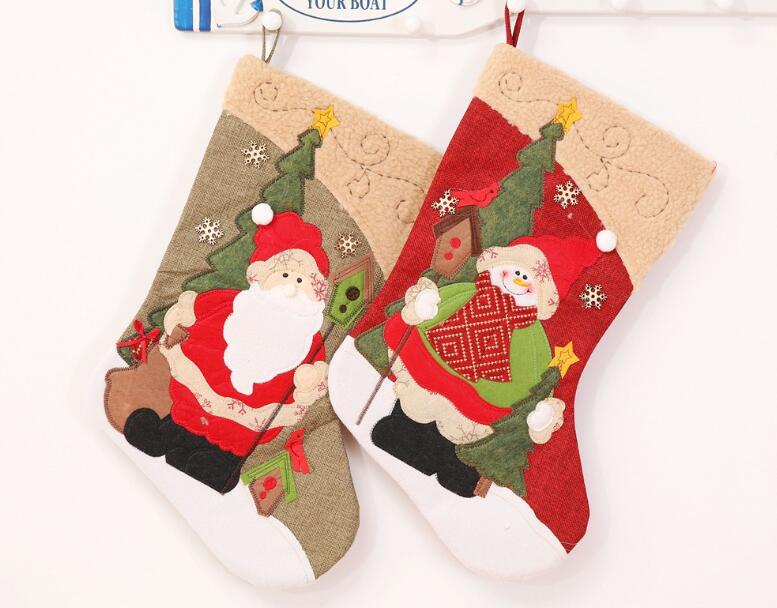 

Freeshipping 2pcs Christmas Stocking Gift Bag Candy Bag Bauble Christmas Tree Ornaments Supplies