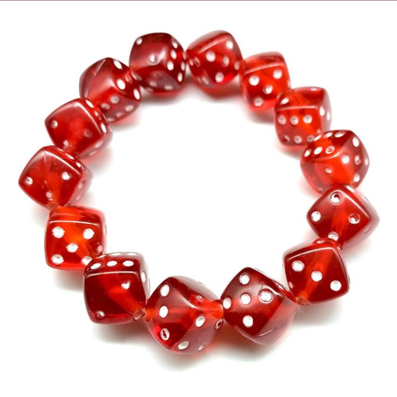 

FYJS Unique Handmade Weave Geometric Dice Shape Beads Many Colors Resin Stretchy Bracelet Fashion Jewelry