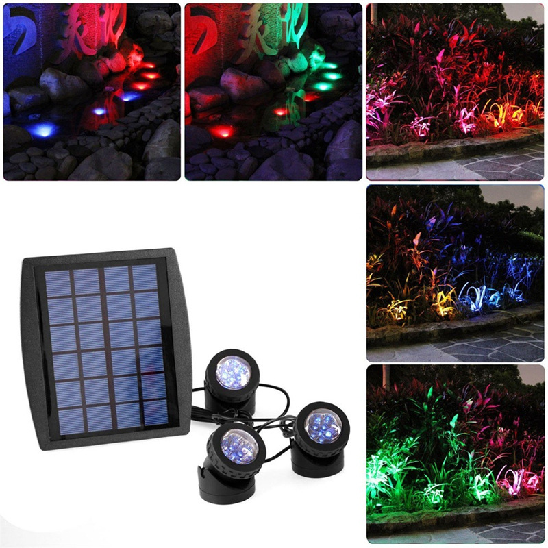jard/ín con 2 l/ámparas de alto brillo para estanque IP68 sensor de luz anfibia luz de paisaje bajo el agua 12 LED sumergible para estanque Luces solares para estanque LED bajo el agua