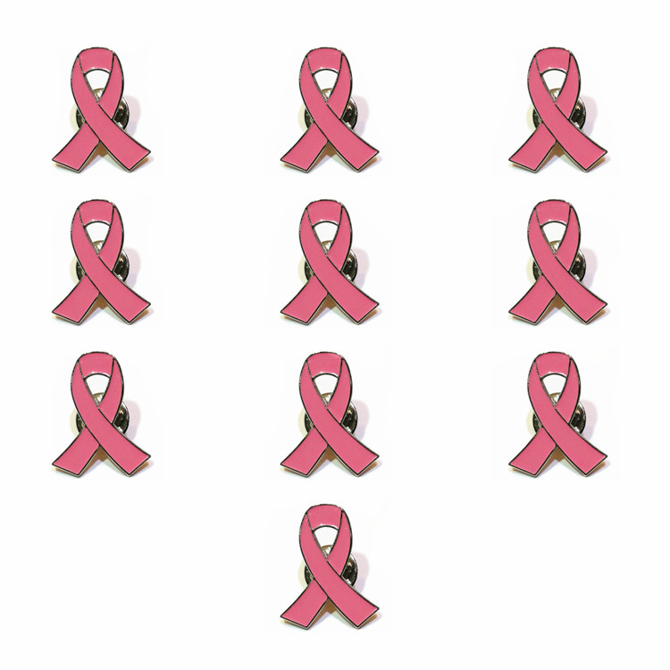 

100PCS Official Pink Ribbon brooches Breast Cancer Awareness Lapel Pins