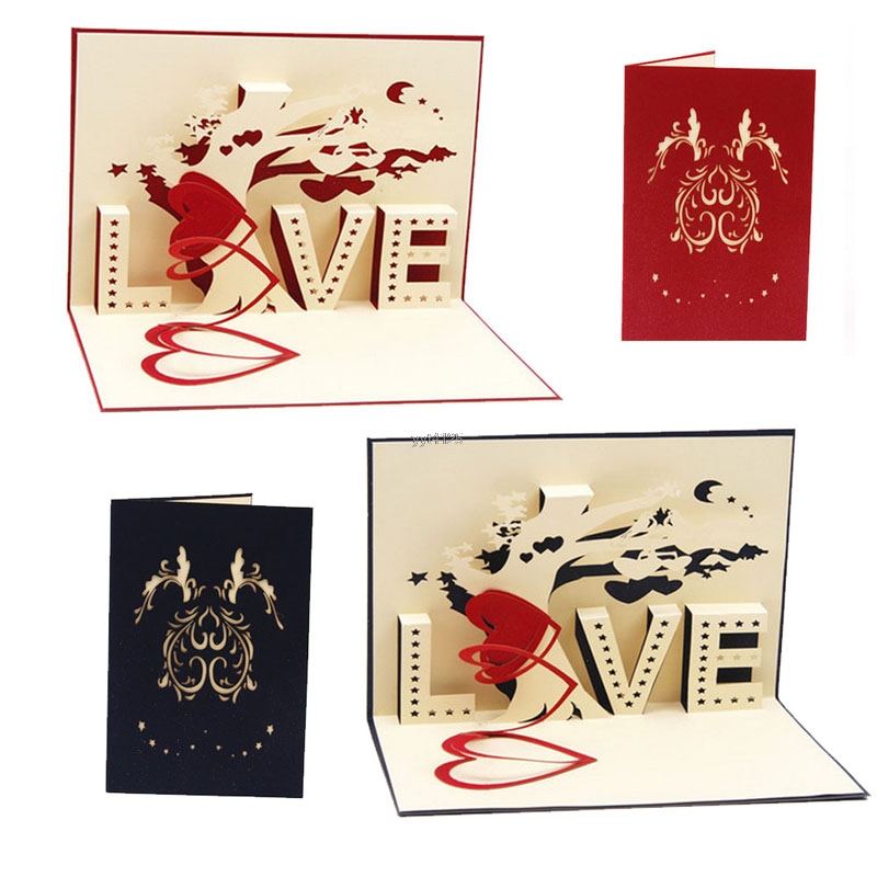 

2019 Happy Birthday Greeting Card 3D Up Cards Love Tree Heart Valentine Lover