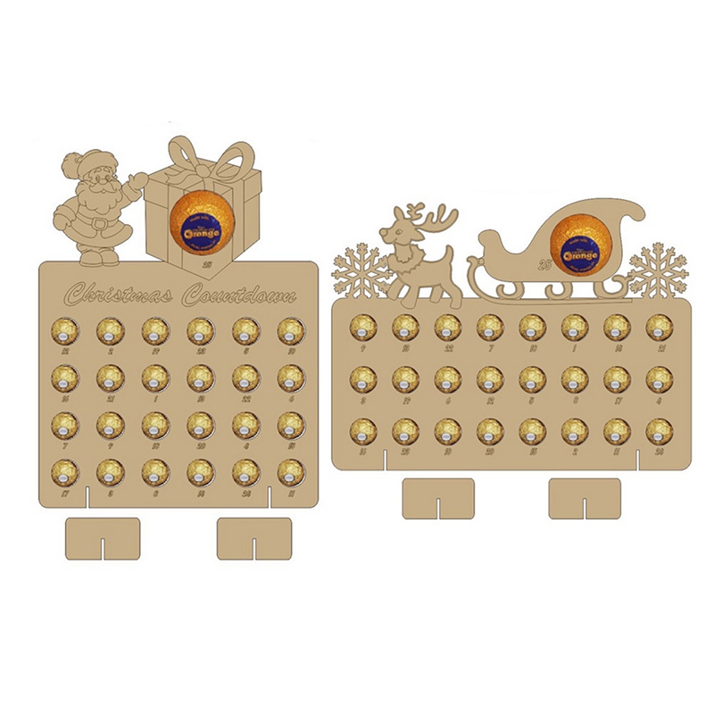 

Wooden Advent Calendar Christmas Elk Fit 25 Circular Chocolates Stand Rack Kids Desktop Wedding Decoration Countdown Christmas Party Decor