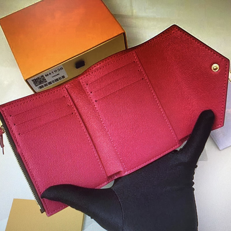 

62360 Classic VICTORINE Emilie Button Women Short Wallets Fashion Shows Exotic Leather Pouch Round Coin Purse Woman Card Holder Clutch Bag, Red;black