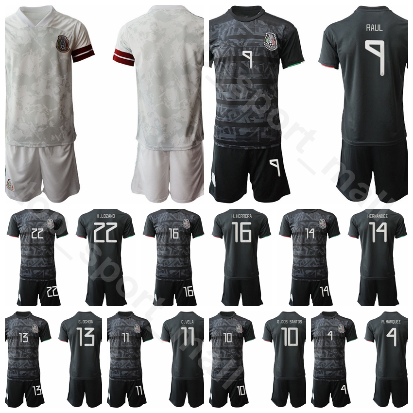 

Mexico 2020 Soccer 9 Raul Jimenez Jersey Set 22 Hirving Lozano 15 Rodolfo Pizarro 19 Oribe Peralta Roberto Alvarado Football Shirt Kits, Black