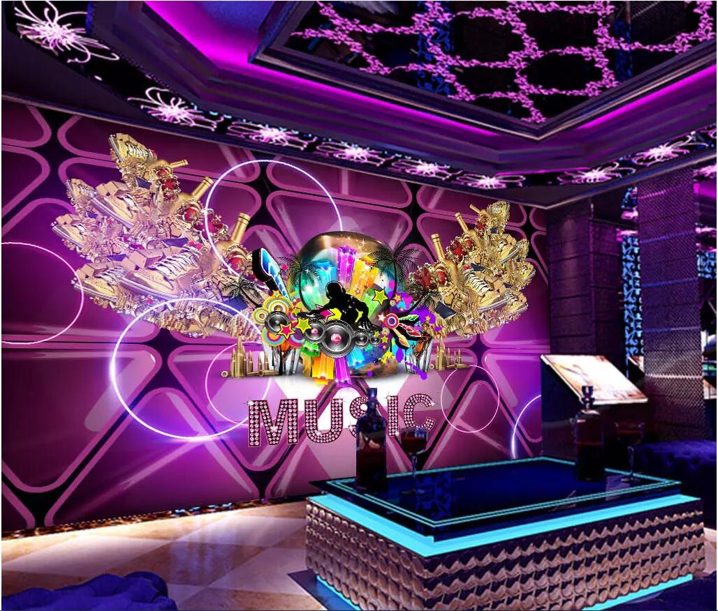 

3d wallpaper custom photo Purple cool 3D space fashion bar ktv clubhouse wall wallpaper for walls 3 d, Pink