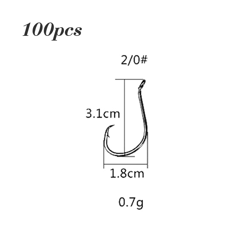 

100pcs Fishing Hooks Offset Strong Sharp High Carbon Steel Tackle Octopus