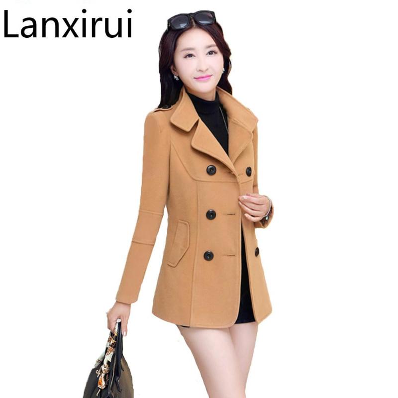 

Women's Winter Jackets And Coats Elegant Warm Women Woolen Coat Spring Outwear Plus Size Women Wool Coat Jacket, Black