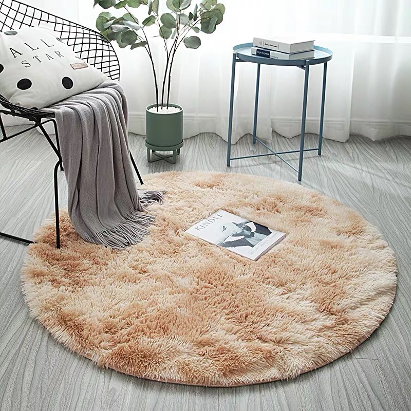 

Circle Carpet Tie Dyeing Plush Soft Carpets for Living Room Bedroom Anti-slip Floor Mats Bedroom Water Absorption Carpet Rugs