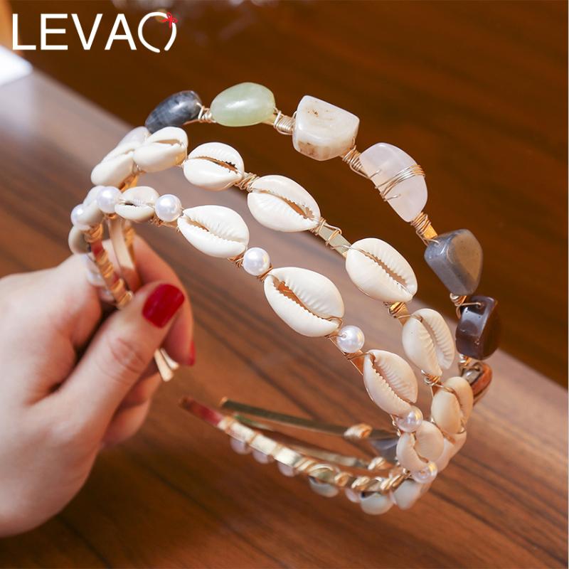 

Levao Fashion Shell Headbands Bohemian Hairbands for Women Hair Jewelry Bride Wedding Natural Stone Hair Hoop Party Accessories