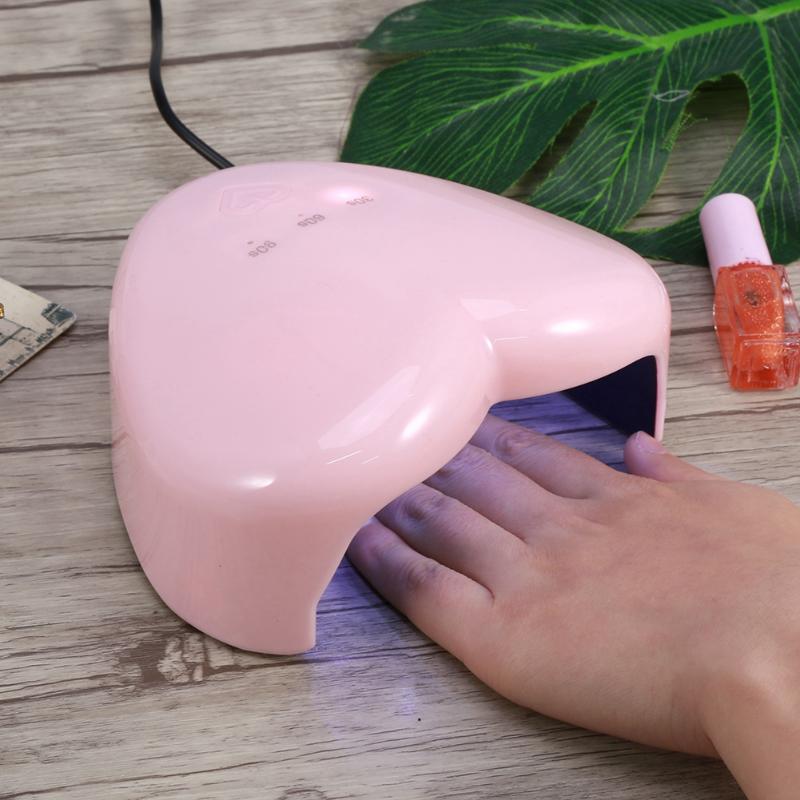 

18W Portable Heart-shaped Design UVLED Lamp Nail Dryer Curing for Nail Polish Art Machine Tools Pink
