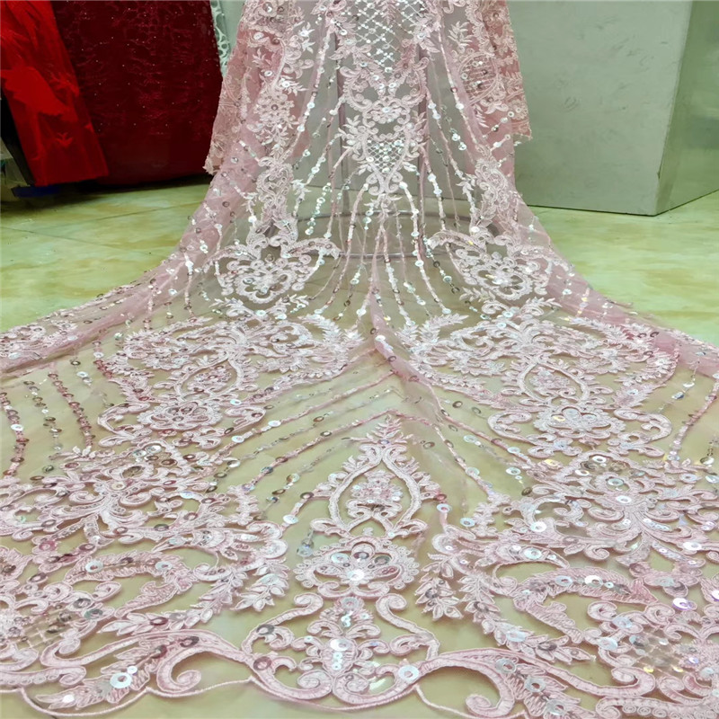 

Luxury Nigerian Mesh Net Laces Fabric High Quality African Sequins French