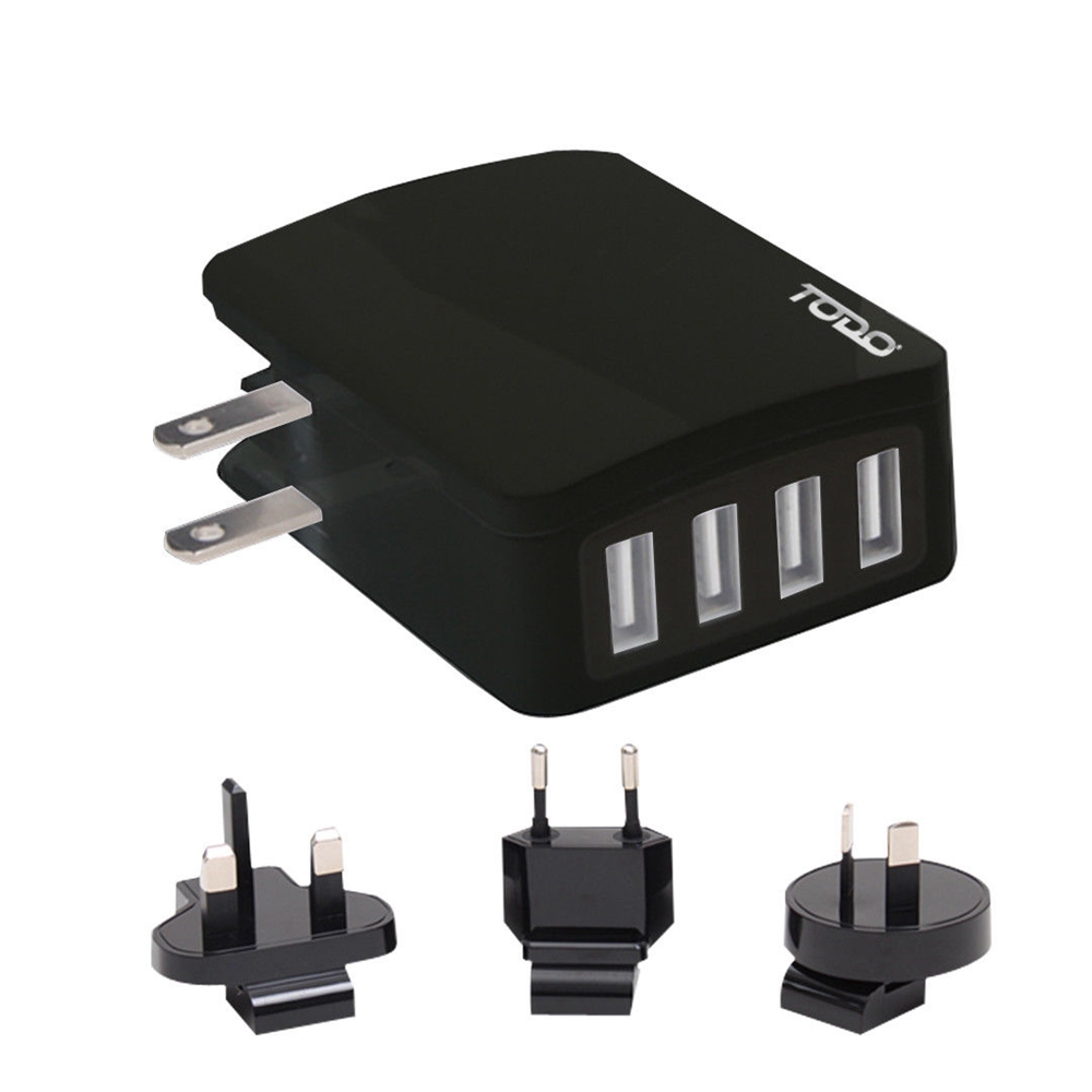 

Todo Smart 4 Ports Travel Usb Charger with Universal Adapters