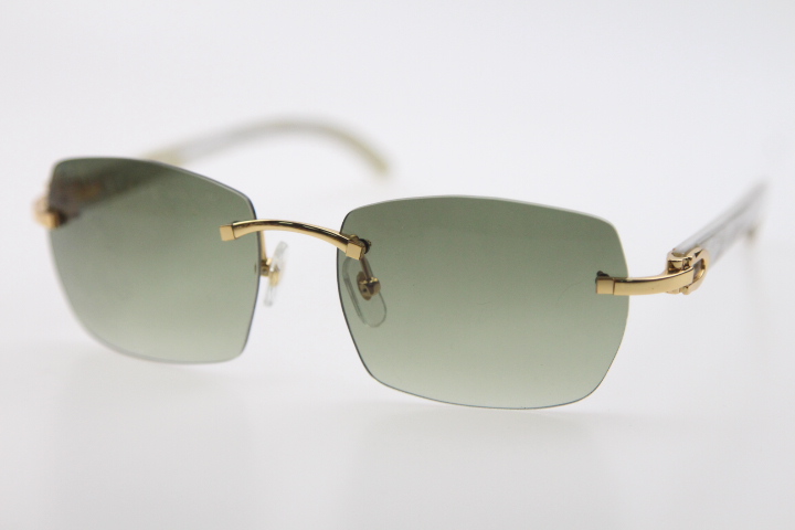 

Wholesale New White Genuine Natural Horn Rimless Sunglasses 8100905 Rimless Unisex UV400 Driving Glasses
