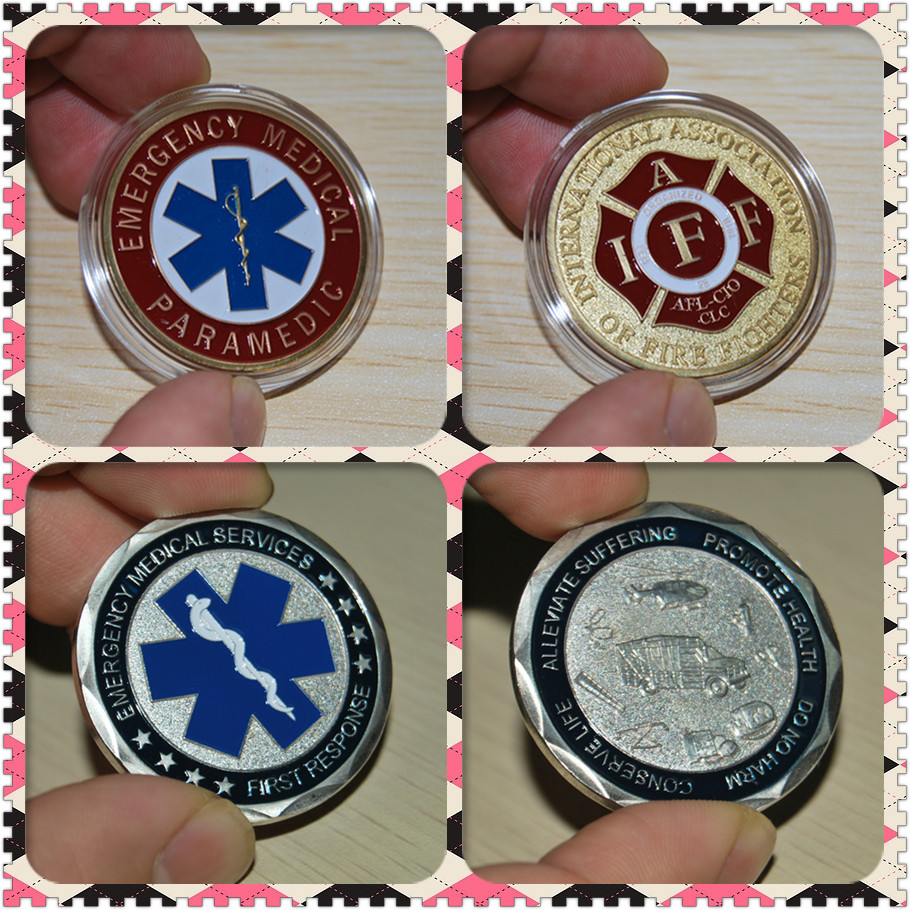 

Paramedic Medical Rescue EMT Emergency Services Star of Life + Internatioal Association Of Fire Fighters Challenge Coin