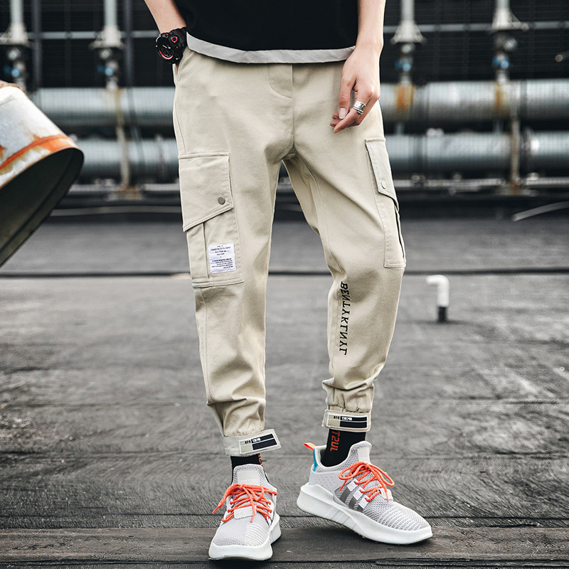 

Men' fashion sports pants hip-hop casual running pants high street jogging new pocket, Black