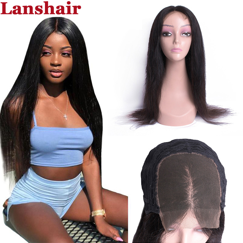 4*4 Lace Closure Wig Brazilian Malaysian Peruvian Indian Straight Lace Front Human Hair Wigs with Baby Hair Brazilian Remy Hair Wigs-image-477418299