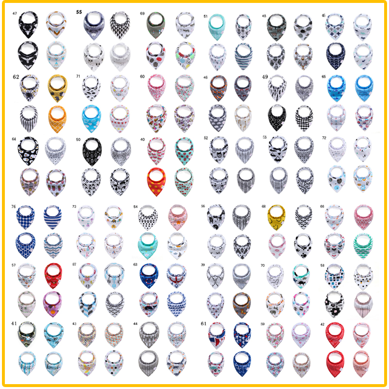 

72 Designs Newborn Cartoons Cotton Bibs New Baby Girls Boys Waterproof Pure Double Layer Bibs Good Quality Burp Cloths