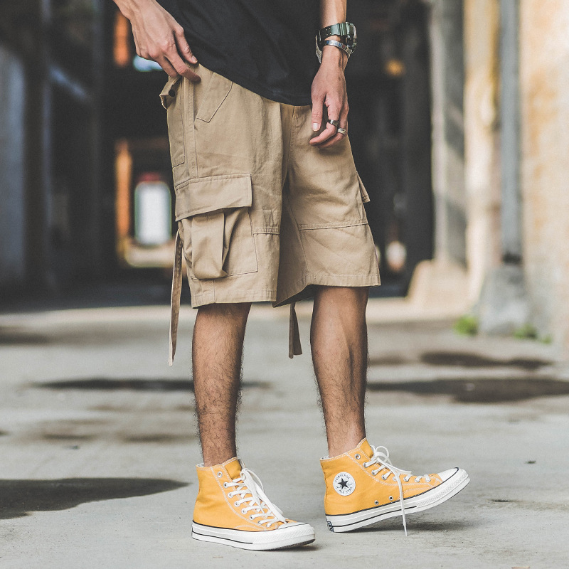 

E-BAIHUI Japanese Streetwear Shorts Men HIPHOP Summer Cargo Shorts Casual Pocket Men Joggers Overalls Military Short YQV015, White;black