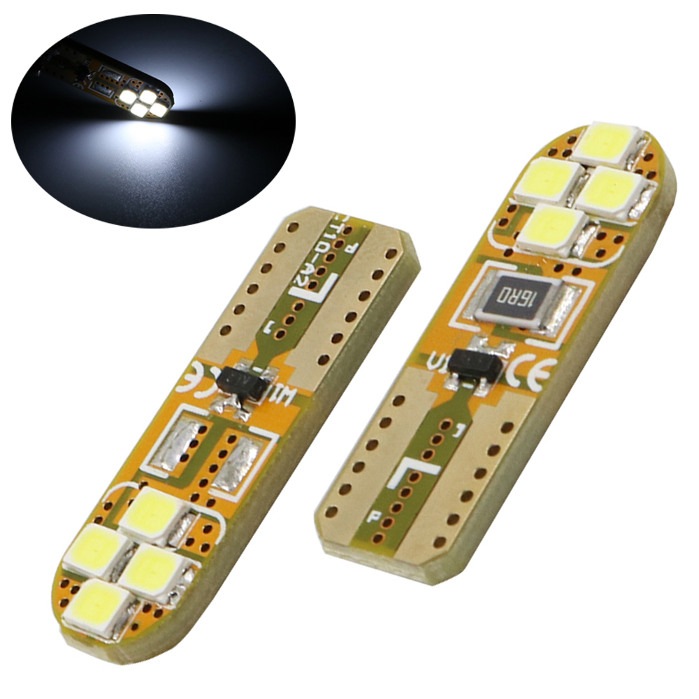 

YSY 500pcs T10 168 194 501 w5w 8smd 2835 led Canbus no error Car auto clearance reverse reading light bulb lamp DC12V White, As pic