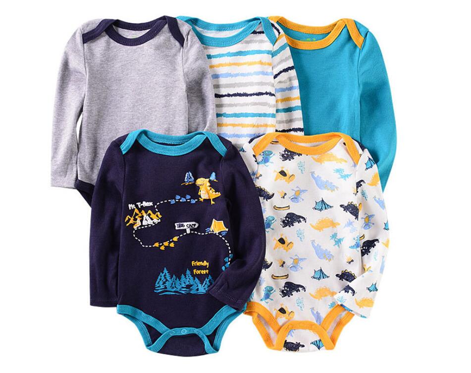 

Baby 100% Cotton Long Sleeve 5-piece Carter Romper Infant Soft Cotton Knit Bodysuit Girls Boys Jumpsuit One Piece CXD 002, #1