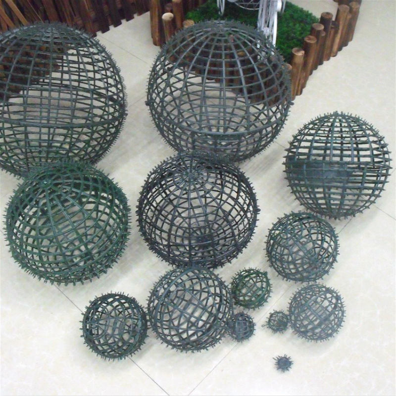 

5PCS artificial plastic round flower ball frame DIY wedding artificial flower ball accessories shop window decoration flower ball, Green