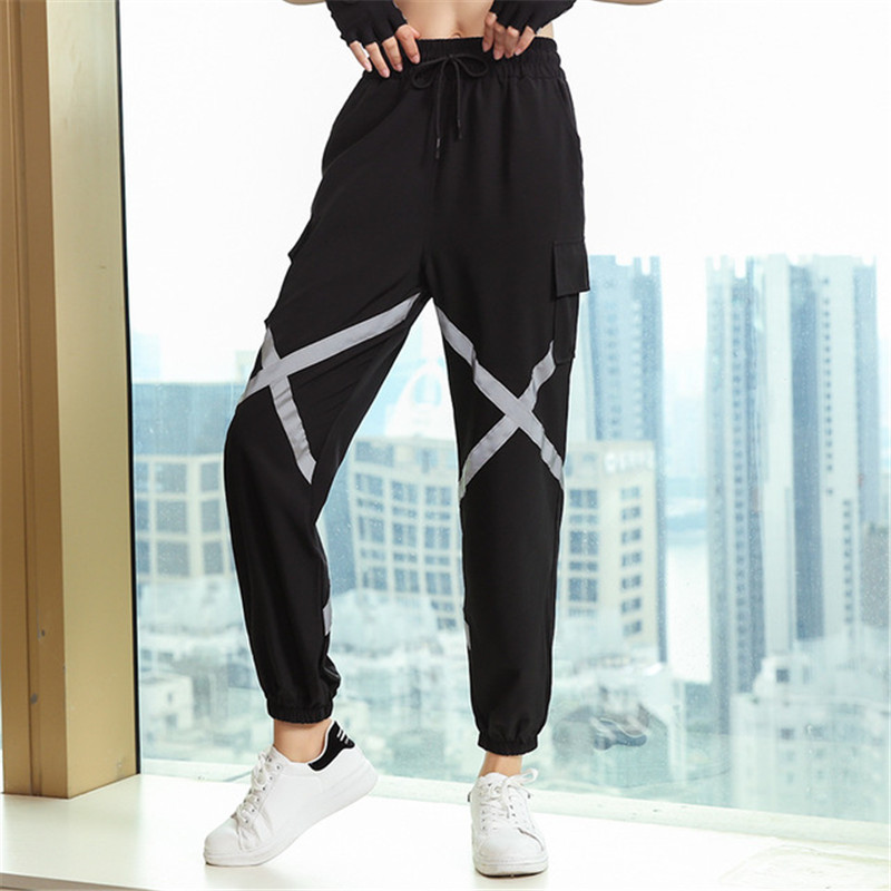 

Ladies High Waist Yoga Pants Dance Studio Pants Loose Fit Gym Quick Dry Sports Fitness Jogging Elastic Breathable Sports Trouser, Black