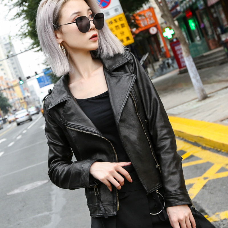 

Female Women Jacket Women Sheepskin Coat Real Genuine Leather Jacket Coats and Jackets D010, Black