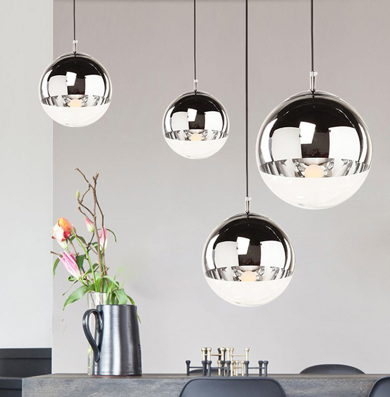 

Simple Plating Glass Pendant Light Space Ball Hanging Lamp Mirror Chandelier
