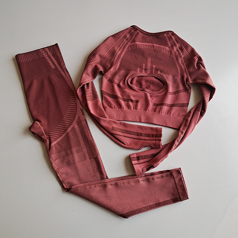 

Seamless Women Sports Suit Gym Workout Clothes Long Sleeve Sport T-shirt Fitness Pants Yoga Set Tracksuit, Blue