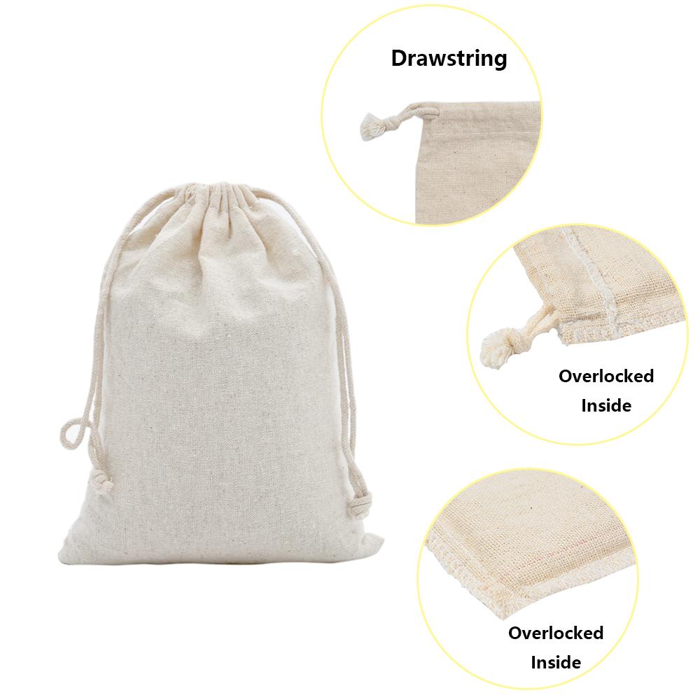 

Gift Wrap 50pcs Double Drawstring Calico Cotton Muslin Bags for Wedding Party Favor Pouch Jewelry Packaging Bag Wholesale