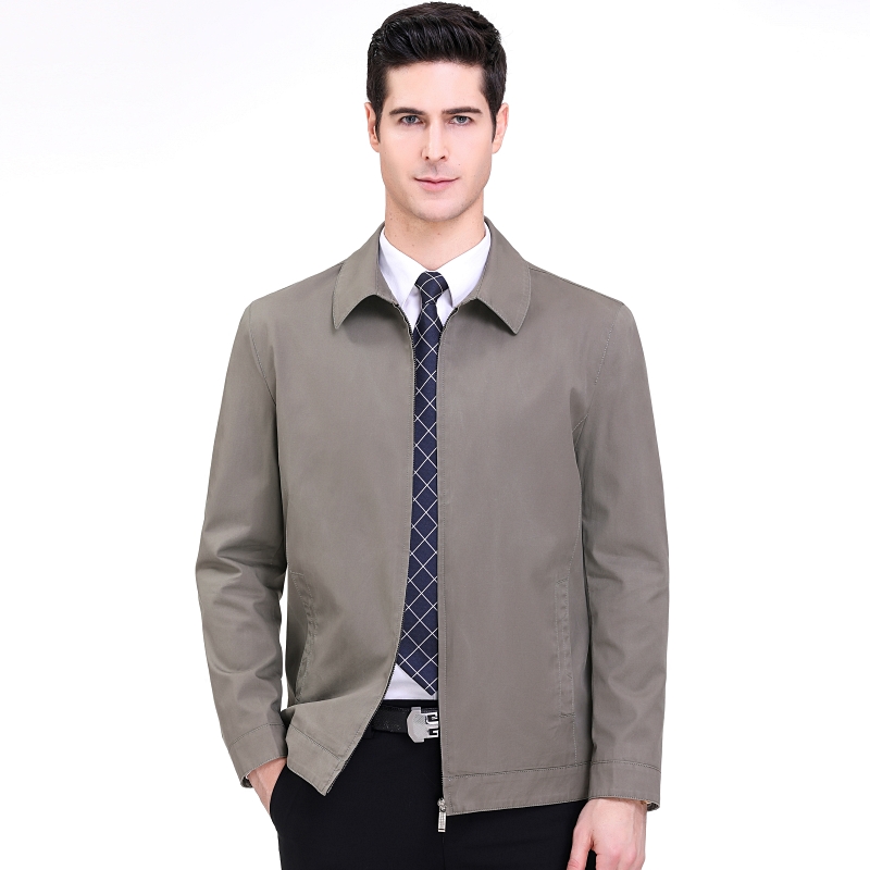 

2020 new fashionable casual men's jacket simple and versatile Lapel coat Zipper ultra thin, Beige